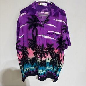 V.H.O Men's Hawaiian MULTICOLOR TROPICAL Print Casual Button Down Shirt Size XL.